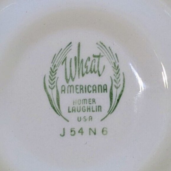 Two Vintage Homer Laughlin USA Wheat Americana Saucers Green and Cream 6 1/4 in - Picture 5 of 5